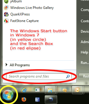 Windows 7 Start Button and Search box