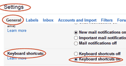 Gmail Shortcuts Settings